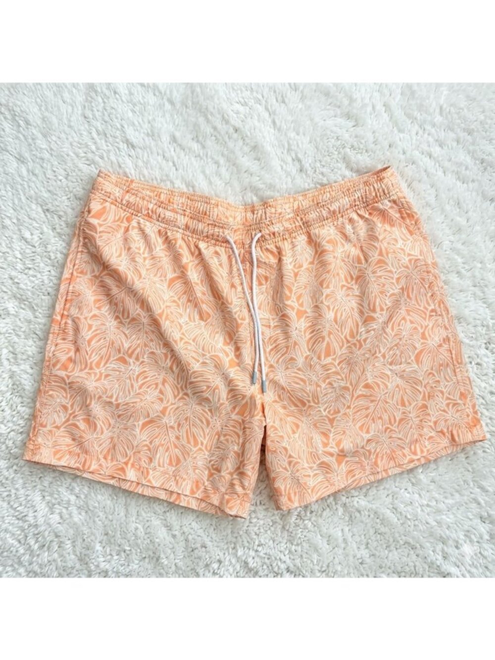 Southern Tide 6" Tonal Palm Swim Trunks (2XL Mens) Beach Sand Orange Monstera